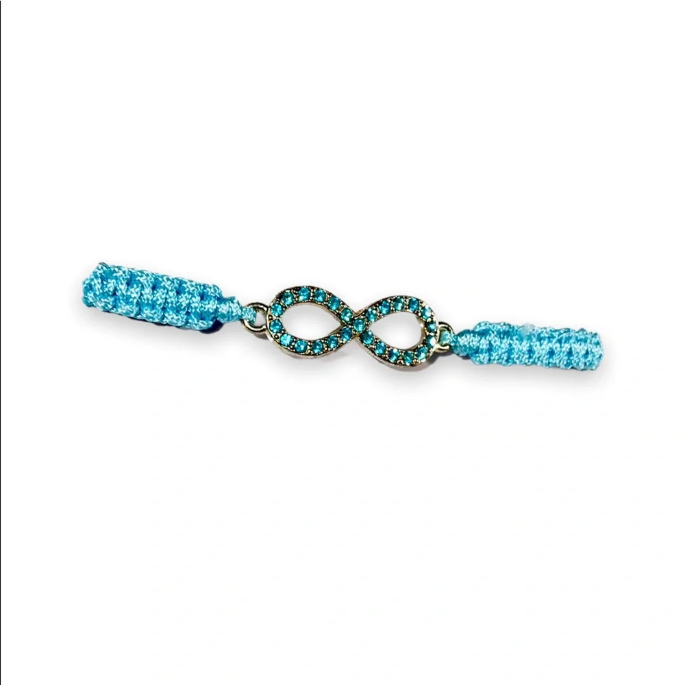 Light Blue Retro Rhinestone Studded Infinity Adjustable Bracelet NWT Deadstock
